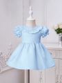 SHEIN Baby Ruffle Trim Puff Sleeve Party Dress