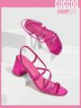 Cuccoo Everyday Collection Woman Shoes  Valentine Day Sling Back Detail Hot Pink Chunky Heel Sandals