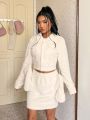 SHEIN Qutie Plush Two Piece Set For Women With Gloves Included