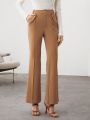 SHEIN BIZwear Women'S Solid Color Flared Pants With Slanted Pockets