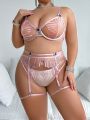 Plus Size Hollow Out Lace Sexy Lingerie Set