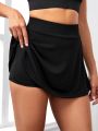 Daily&Casual Punched Breathable Fabric Skirt With Built-In Shorts For Sports