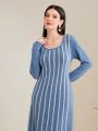 SHEIN Mulvari Women's Striped Sweater Dress