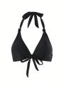 SHEIN Swim Vcay Resort Style Knotted Halter Bikini Top