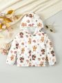 Baby Girls' Lovely Romantic Bear Printed Jacket For Spring And Summer