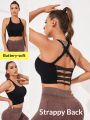 SHEIN VARSITIE Sporty Knit Slim Fit Crop Top With Micro Elasticity For Women