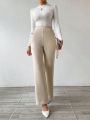 SHEIN Privé Women'S Solid Color Button Detail Flared Pants