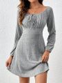 Solid Color Long Sleeve Casual Dress