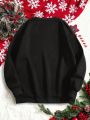 Plus Size Christmas Printed Fleece Sweatshirt