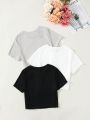 Three-Piece Set Of Female Youth Short-Sleeved T-Shirts