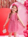 SHEIN Kids CHARMNG Toddler Girls' New Summer Sleeveless Dress Lovely Princess Dress With Heart Pattern