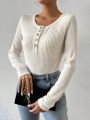 SHEIN Frenchy Solid Color Long Sleeve T-shirt