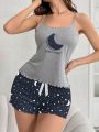 Women's Moon Print Pajama Set