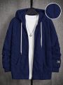 SHEIN Loose Men's Plush Drawstring Hooded Jacket