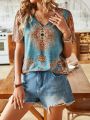 Vintage Printed Short Sleeve Shirt