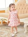 SHEIN Baby Girls' Casual Lace Embellished Butterfly Bowknot Dress, Suitable For Going Out