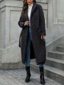 Lapel Neck Belted Quilted Coat