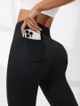 Daily&Casual High Elasticity Drawstring Waist Back Pocket Flare Sport Pants