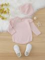 Baby Girl Ruffle Trim Knit Bodysuit & Hat