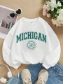 Tween Girl Letter Graphic Thermal Lined Sweatshirt