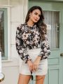 SHEIN Privé Women'S Floral Print Long Sleeve Shirt