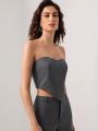 TSS Solid Asymmetrical Hem Tube Top