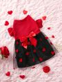 PETSIN Valentine'S Day Red & Black Tulle Heart Shaped Pet Skirt