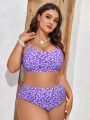 SHEIN Swim Mod Plus Size Floral Printed Bikini Swimsuit Set