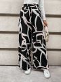 SHEIN LUNE Full-print Wide Leg Long Pants