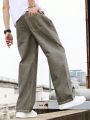 Men Slant Pocket Loose Fit Wide Leg Jeans