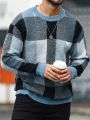 Manfinity Men'S Plaid Round Neck Sweater