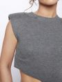 Luxe Shoulder Pad Cut Out Knit Top
