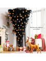 Costway 7ft Upside Down Christmas Halloween Tree Black w/400 Purple LED Lights