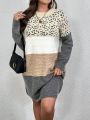 SHEIN LUNE Plus Size Colorblock Drop Shoulder Sweater Dress