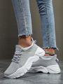 Women's Fashionable And Casual Knitted Round-toe Lace-up Low-top Sneakers, Durable And Wear-resistant