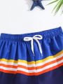 Teen Boy Striped Pattern Swimming Trunks