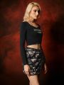 Game of Thrones X SHEIN Ladies' Sweetheart Neckline Cropped Top And Wrap Style Skirt Set