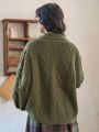 FRIFUL Shawl Collar Open Front Cardigan With Double Pockets