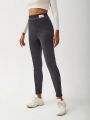 SHEIN Unity Letter Patched Detail Wideband Waist Leggings