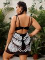 SHEIN Swim Vcay Plus Size Women'S Kimono Dress With Wing Print