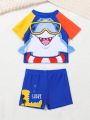 Baby Boys' Contrast Color Shark Printed Swimwear Set