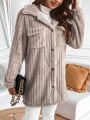 SHEIN Essnce Flap Pocket Fleece Coat