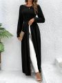 Women's Long Top & Pants Set With Split Hem