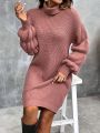 SHEIN LUNE Turtleneck Drop Shoulder Sweater Dress Without Belt