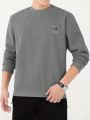 Men's Plus Size Fleece Embroidered Letter Pullover Sweatshirt