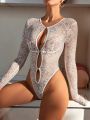 SHEIN Hollow Out Lace Sexy Bodysuit