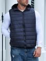 Men Plus Zip Up Hooded Vest Puffer Coat