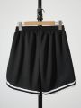 Teenage Boys' Sporty Knitted Striped Detail Shorts