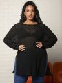 SHEIN CURVE+ Plus Size Sheer Side Split Top With No Bra Included