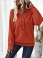 Women's Button Half Placket Drop Shoulder Sweatshirt